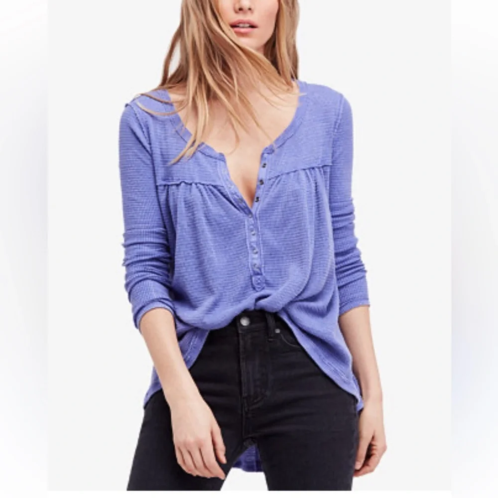 Free People Kai Henley Thermal Top in Purple XS